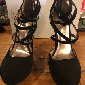 Brand new! Never worn black suede party heels
